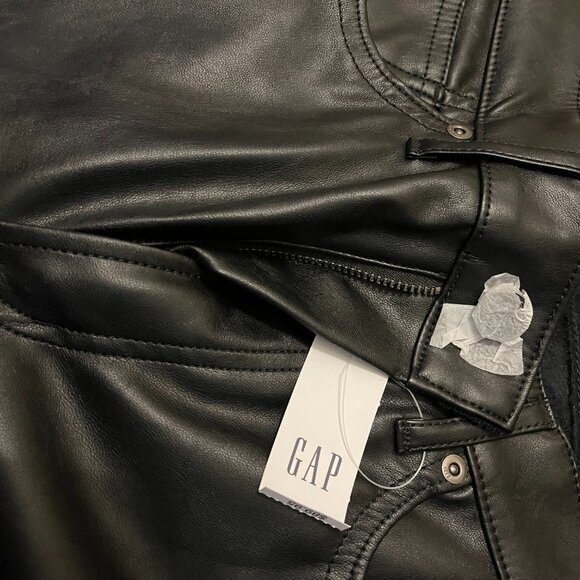 Gap Faux Leather 70s High Rise Flares - Petite - Picture 4 of 6